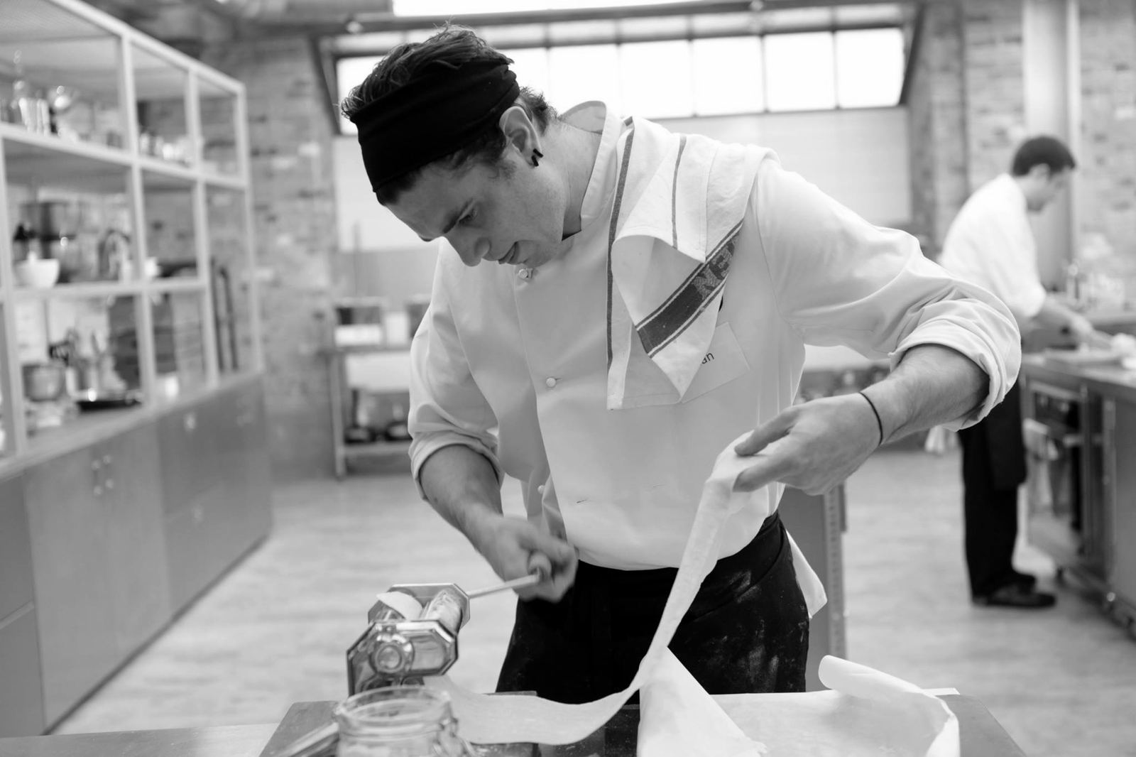 Sean Gravina rolling fresh pasta in the MasterChef: The Professionals kitchen